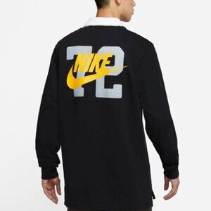 Nike Rugby Shirt Cotton Apparel Black Long Sleeve Sz L